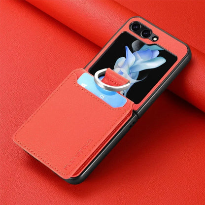 PU Leather for Samsung Z Flip 8 7 6 5 4 3 Flip6 Flip5 Flip4 Flip3 Flip7 Litchi Pattern Cover Ring Card Holder Wallet Phone Case