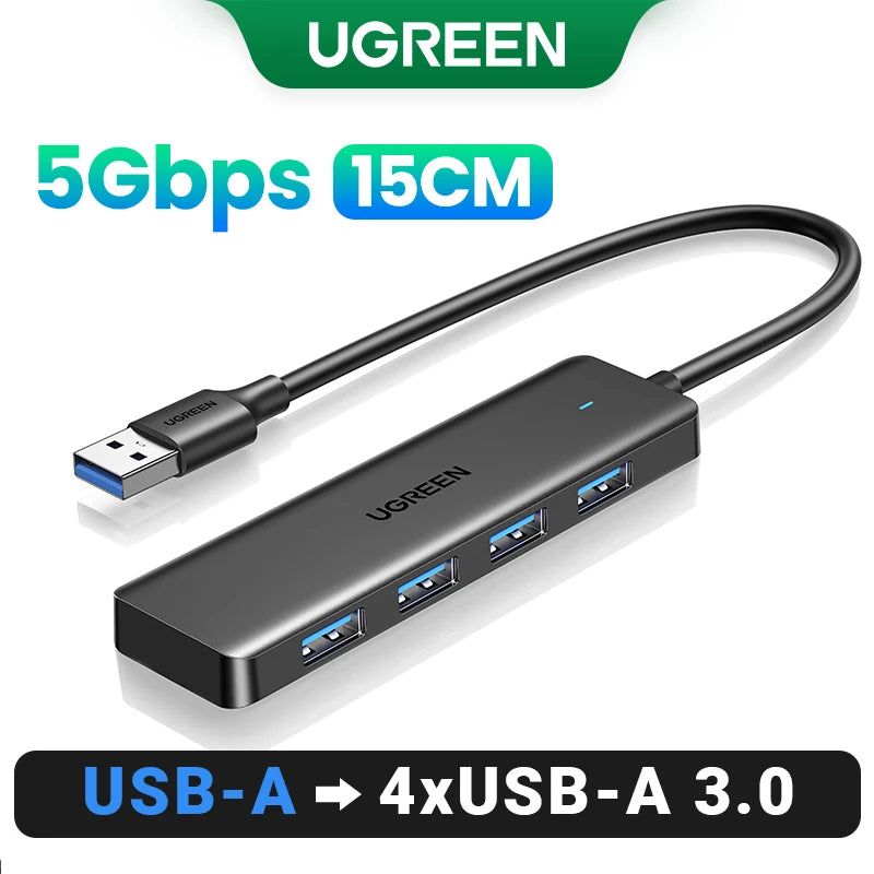 UGREEN USB 3.0 HUB 4 Ports USB-C HUB Slim for Mouse Keyboard Compatible with MacBook Pro Air Laptop Desktop PC Xbox PS5 Splitter