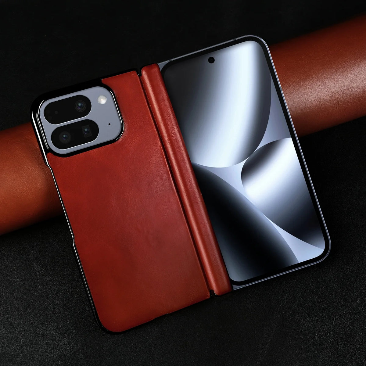 For Google Pixel 10 Pro Fold Case Pixel 9 Pro Fold Retro Full Grain Oil Wax Pattern Cowhide Genuine Leather Phone Cover Fundas