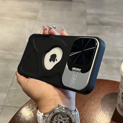 Fashion Logo Hole Magnetic Case for iPhone 17Air 12 13 14 15 16 17 Pro Max Plus Lens Protection Stand For Magsafe Silicone Cover