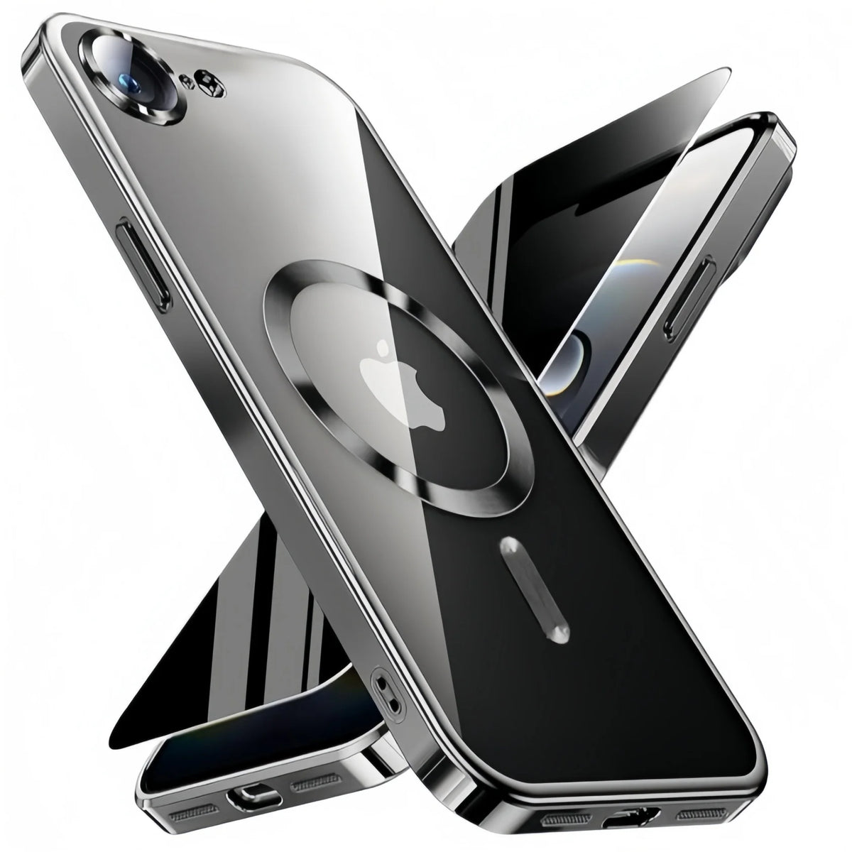 Magnetic for iPhone 17e/16e Case With Privacy Screen Protector Cover,[Non-Yellowing] Plating Glossy Soft Shockproof Clear Case