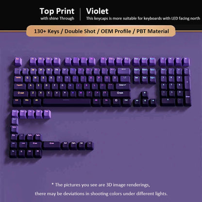 Green Grape Top-lit RGB Backlit Keycaps Double Shot PBT Keycaps 130 Key Cherry Profile for MX Switches Mechanical Gamer Keyboard