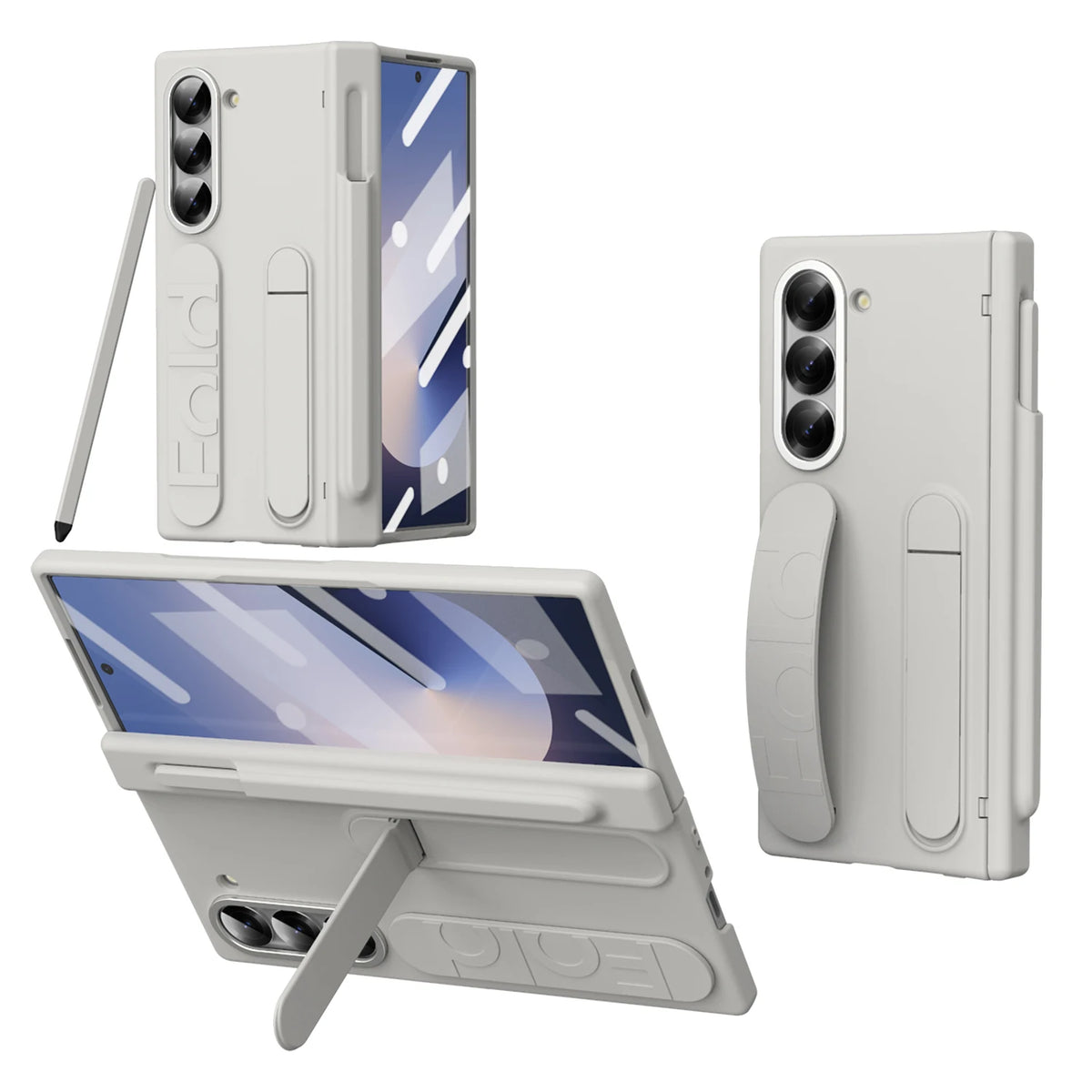 Touch Pen Case For Samsung Galaxy Z Fold 8 7 6 5 4 3 Folding Hinge Wrist Band Screen Tempered Film Phone Cover TriFold Fold7