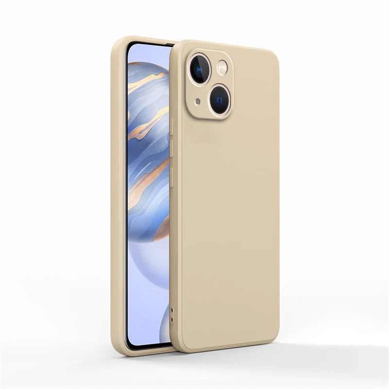 Original Square Liquid Silicone Phone Case for iPhone 14 13 7 8 Plus X XR XS 11 12 Pro Max SE 2 3 Luxury Camera Protective Cover