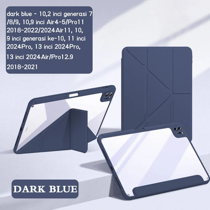 For 2024 iPad Case Air 11/13 M2 Pro 11/13 M4 for iPad Air 4 Air 5 Pro 11/12.9 iPad 5/6/7/8/9/10th Acrylic Clear Y-Fold Stand
