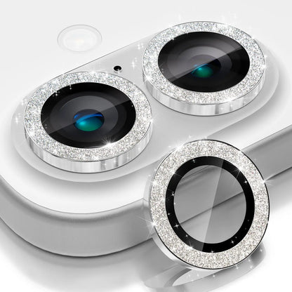 For IPhone 16 17/iPhone 16 Plus Camera Lens Protector Bling, [Glitter Decoration] Ultra-HD Tempered Glass Cover, Metal