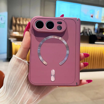 Luxury Matte For Magsafe Magnetic Wireless Charge Phone Case For iPhone Duo Solid Color Hinge Protection Shockproof Bumper Cover