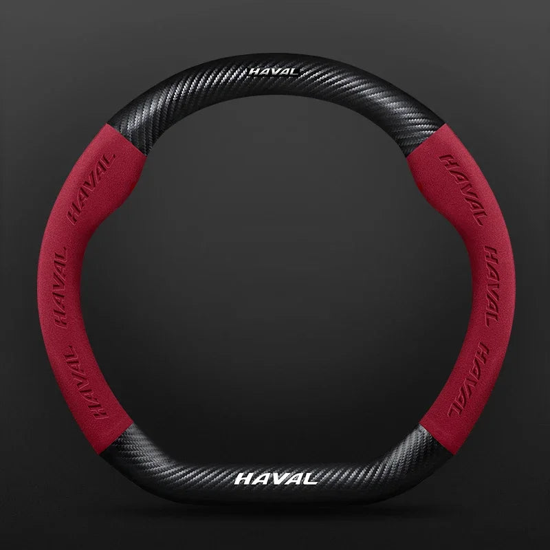 Suitable for Great Wall Haval H6 HEV PHEV sports version H2H3H7H8H9 suede carbon fiber anti-slip steering wheel cover accessorie