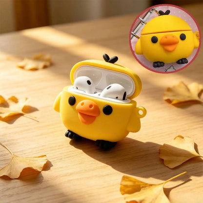 Kawaii 3D Yellow Chick AirPods Case Soft Silicone Shockproof Protective Cover Cute Cartoon Earphone Case For AirPods Pro 2/3/4