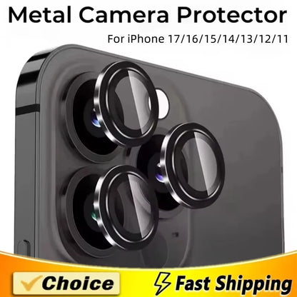 Metal Camera Lens Protector Glass For iPhone 16 17 15 13 18 11 12 14 Pro Max Air Back Lens Protection Film For iPhone 12 13 Mini