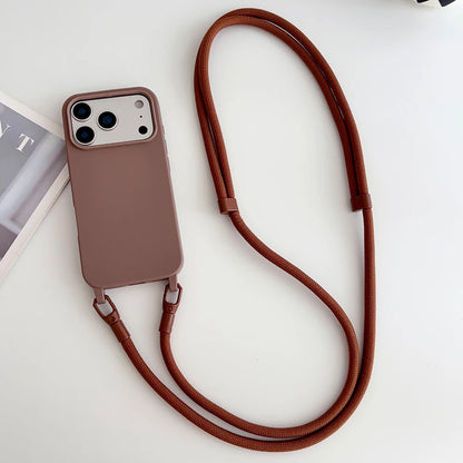 Official Lanyard Case For iPhone 17 Pro Max 14 12 11 13 15 16 Plus 17 Air Shockproof Candy Crossbody Neck Cord Strap Soft Cover