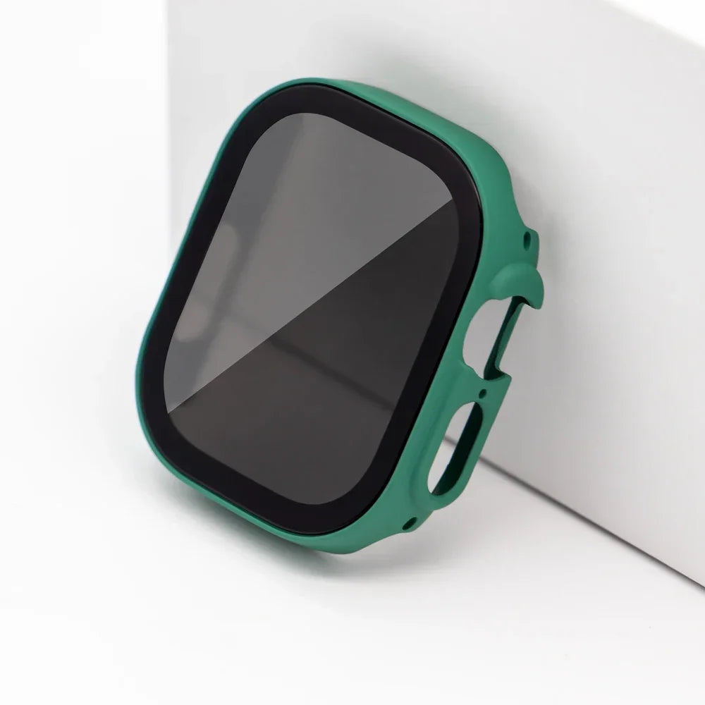Privacy Glass+Case for Apple Watch 49mm 45mm 41mm 44mm 40mm Tempered Anti-Peeping Screen Protector for IWatch 8 7 6 5 4 9 Cover