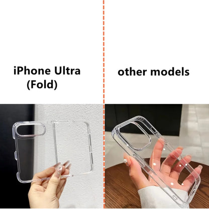 Luxury Transparent Phone Case For iPhone Duo Fold 18 Pro Max 17 16 15 14 Plus 13 12 Pro Max Shockproof Clear Protective Cover