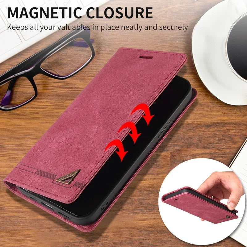 Wallet Anti-theft Brush Photo Frame Leather Flip Case For Samsung Galaxy S25 Edge S24 FE S23 Plus S22 Ultra S21 S20 S10 S9 Cover