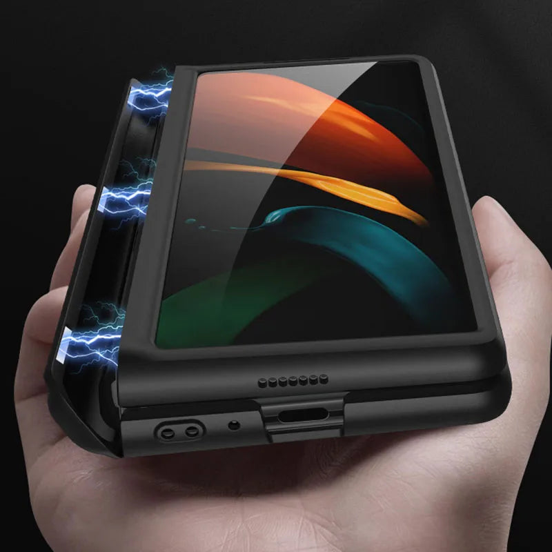 Magnetic Hinge All-included Case For Samsung Galaxy Z Fold 2 5G Shockproof Protection Stand Matte Cover For Galaxy Z Fold2 Case