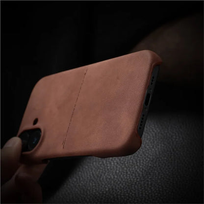 Luxury Card Slot Sheepskin Leather Case For iPhone 17 Air 16 15 14 13 12 Pro Max Plus Business Wallet Pocket Shockproof Cover