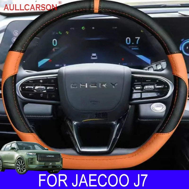 For JAECOO J7 2023 2024 Steering Wheel Cover Breathable Anti Slip PU Leather Car Accessories