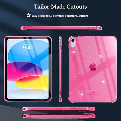 Case for iPad (A16) 11th 10th Generation 2022/2025 10.9/11 inch ,Lightweight and Thin, Soft TPU with Air Bumper, Glitter Pink