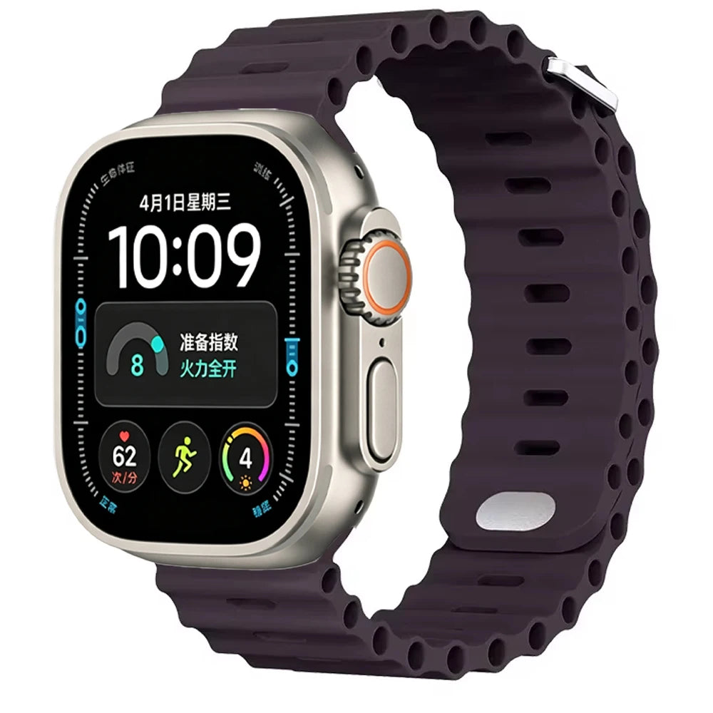 Ocean Silicone strap For Apple Watch Ultra 4 3 2 1 Band 49mm 12 11 10 9 8 7 46mm 45mm 41mm band iWatch 6 5 4 SE3 44mm 40mm 42mm