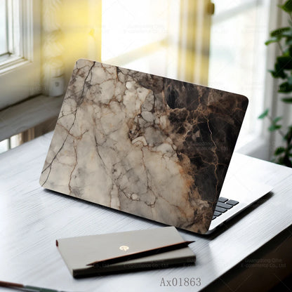 2 Pcs Light Grey Marble Laptop Skin Full Cover Decal for MacBook Laptops Waterproof PC Keyboard Skin Ornamental Decor