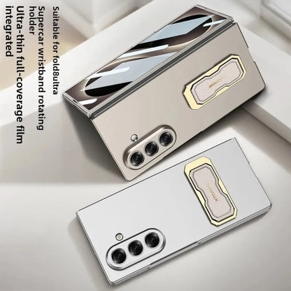 Wristband Bracket Holder Kickstand Phone Case with Front Tempered Glass Film for Samsung Galaxy Z Fold 8 Ultra 7 Fold8 Fold7 5G