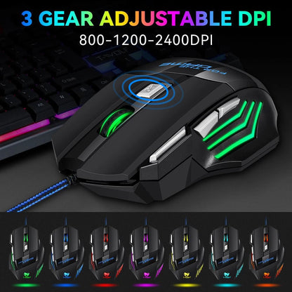 KEBIDUMEI 7 Buttons USB Wired Mouse RGB Backlit Mouse Ergonomic Gaming Mouse Plug and Play For PC Computer Laptop Windows Mac OS