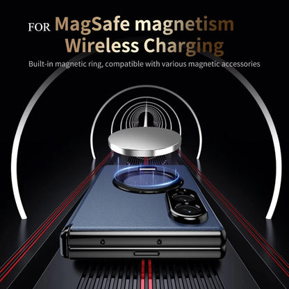 Magnetic Bracket Phone Case for Samsung Galaxy Z Fold 8 Ultra 7 6 5 Luxury Leather Hinge Full Screen Glass Drop Protection Cover