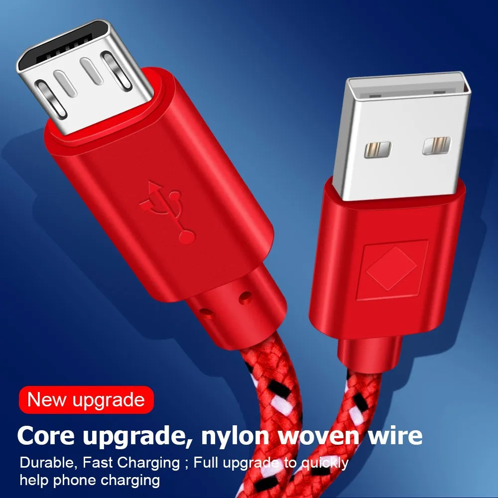 1M/2M/3M Micro USB Fast Charging Cable For Xiaomi Android Mobile Phone Data Sync Cable For Samsung Micro USB Charger Wire V8
