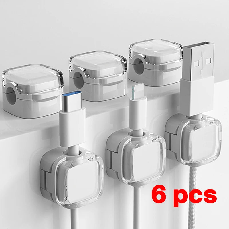 1/3/6PCS Magnetic Cable Organizer Cables Clips Adjustable Cord Holder Under Desk Cable Management Wire Keeper Organizer Holder