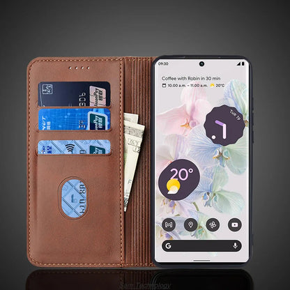 Magnetic attraction Leather Case for Google Pixel 6 Pro / Pixel 6 6A Holster Flip Cover Case Wallet Phone Bags Fundas Coque