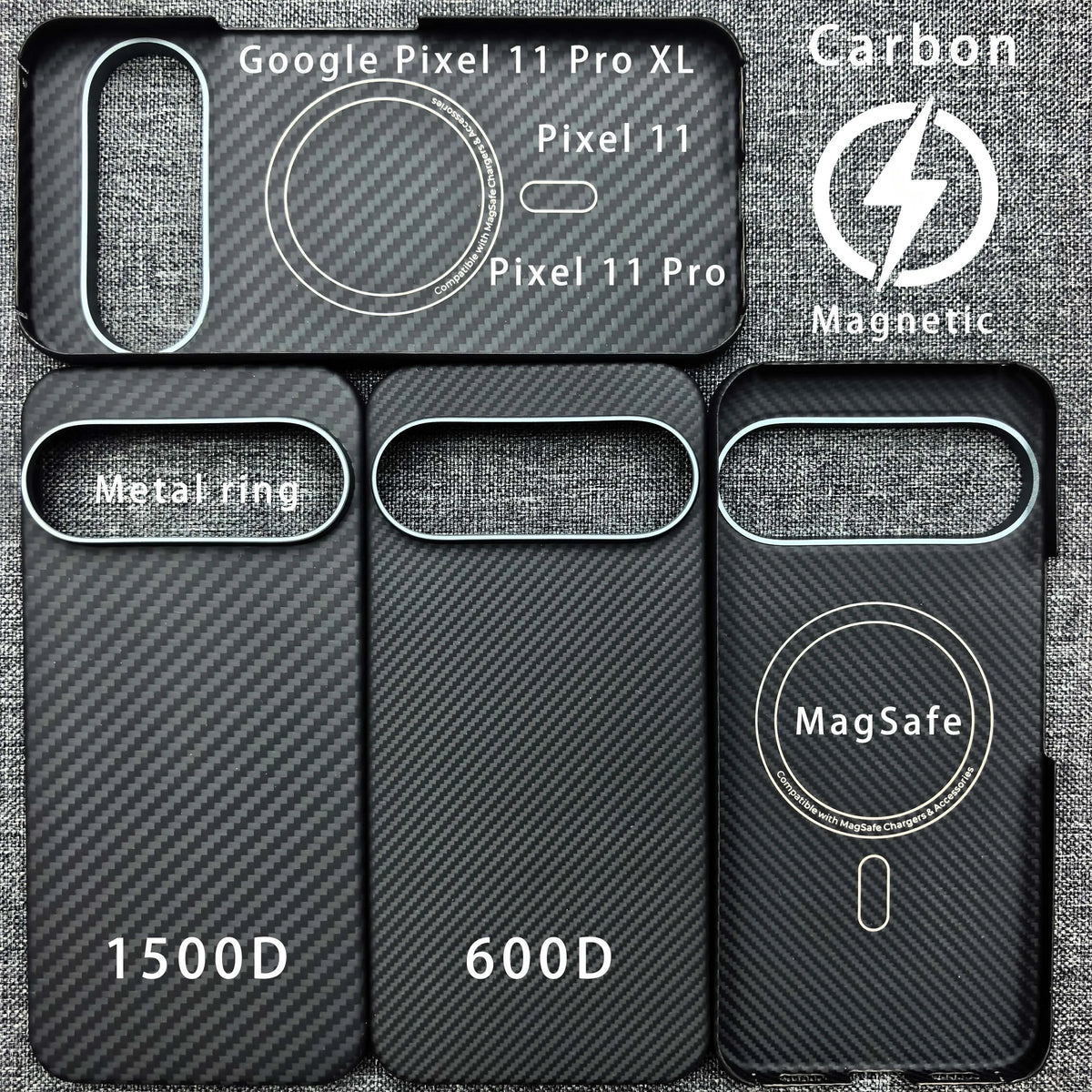 For Google Pixel 11 Pro XL Carbon Fiber Phone Case, Pixel 11, 11Pro Aramid Magnetic MagSafe Ultra-Thin Shockproof Black Case.