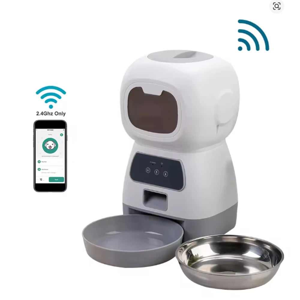 3.5L Automatic Feed Dispenser For Pets For Cats WiFi Smart Swirl Slow Dog Food Dispenser With Dictation Device Large Capacity Ti