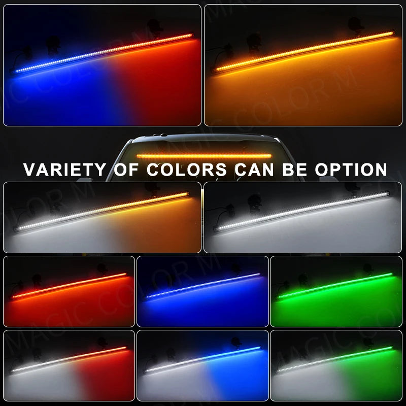 96 LED 3030 Beads Front Windshield Car Strobe Lamp Bar Traffic Signal Flashing Lamp Auto Roof Top Warning Light 12V Waterproof