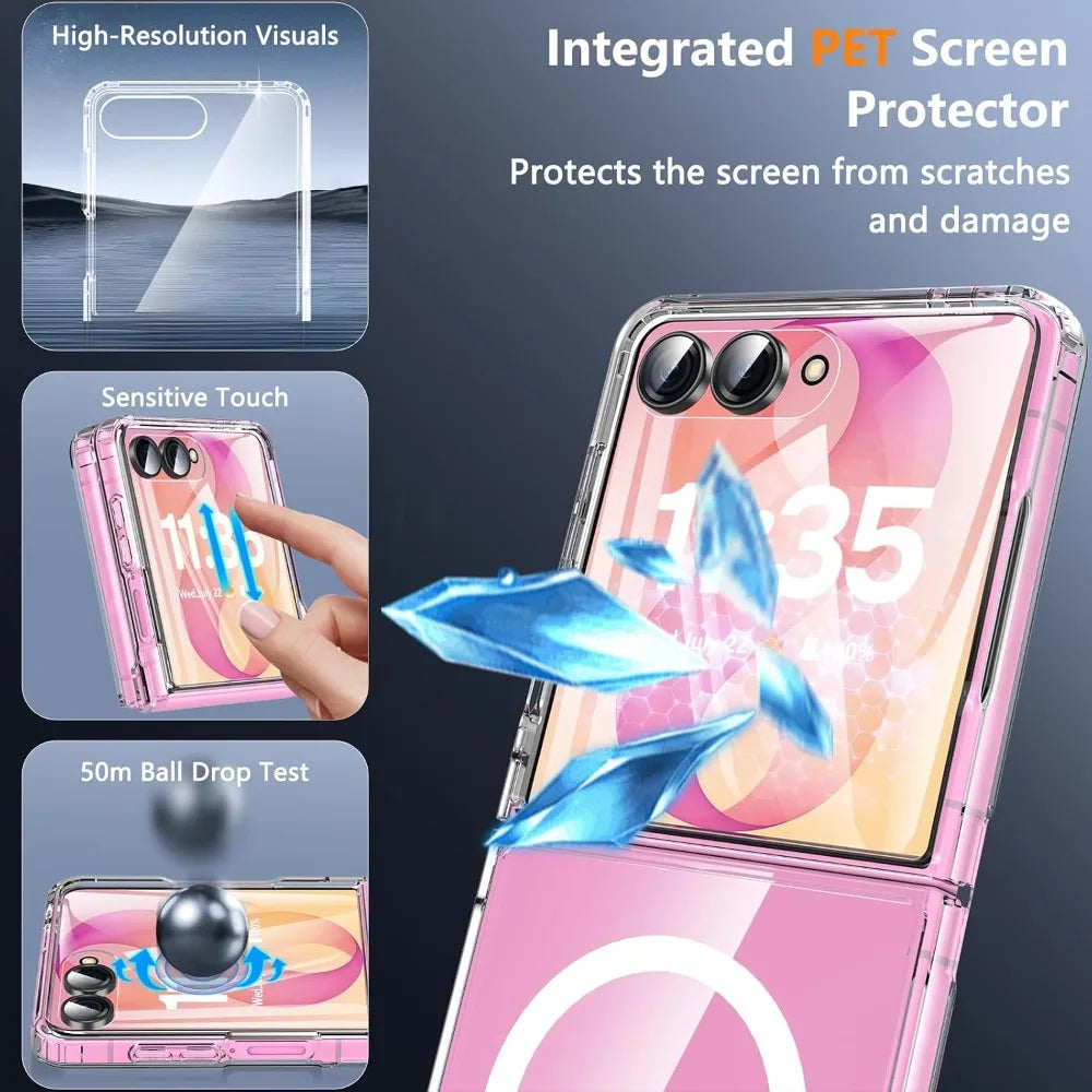 For Samsung Z Flip 8 For Magsafe Magnetic Clear Acrylic Phone Case For Samsung Galaxy Z Flip 8 Flip8 Zflip8 PC Shockproof Cover