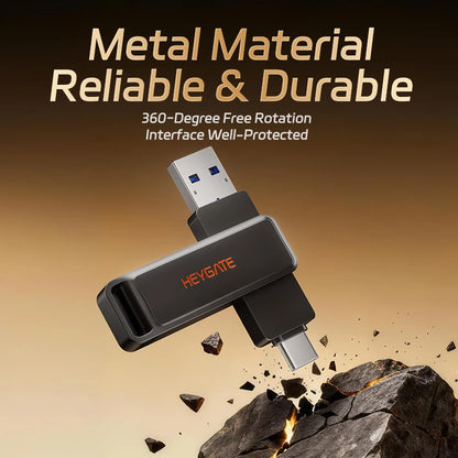 HEYGATE OTG Dual Interface USB3.2 Gen1 Type C Flash Drive 32GB 64GB 128GB 150MB/s High Speed Metal Pendrive For Phone Laptop PC