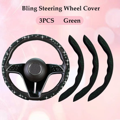 Fashion with Diamond Car Universal 38cm Steering Wheel Cover Colorful Bronzing Diamond BlingBling Steering Wheel Accessories