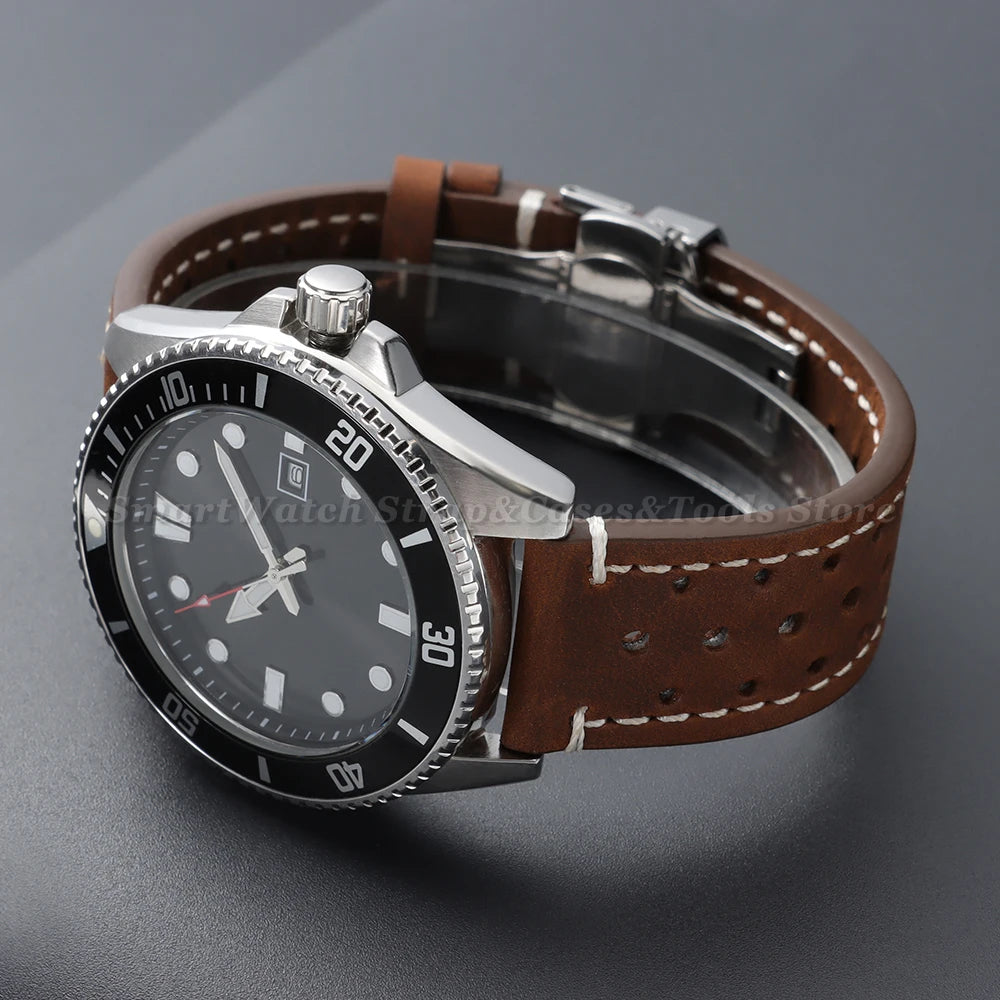 18/19/20/21/22/24mm Vintage Cowhide Watch Strap Brown Black Top-Grain Leather Watch Band Quick Relase Butterfly Buckle Bracelet
