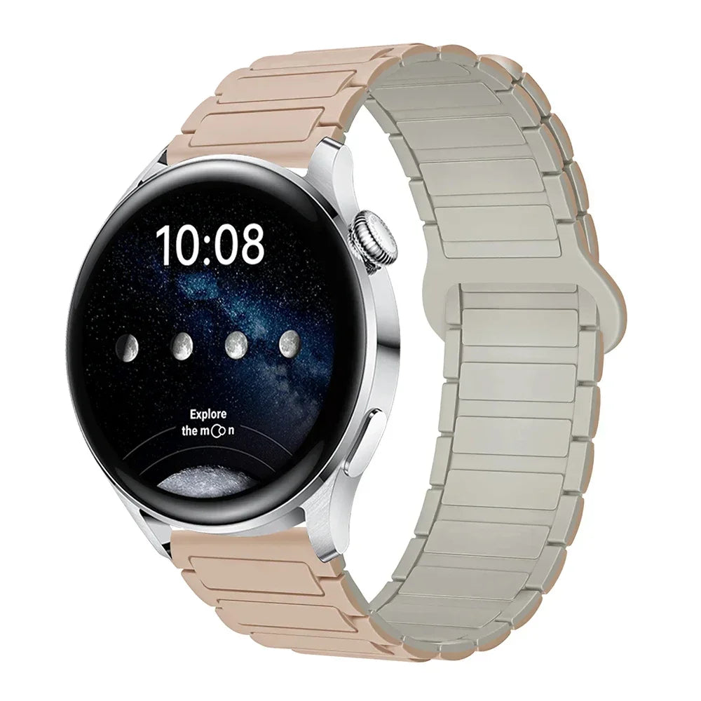 18mm 20mm 22mm Magnetic Loop Band for Samsung Galaxy Watch 7/6/5 Pro/4/Classic Silicone Link Bracelet Huawei GT 2-2e 3-4 Strap