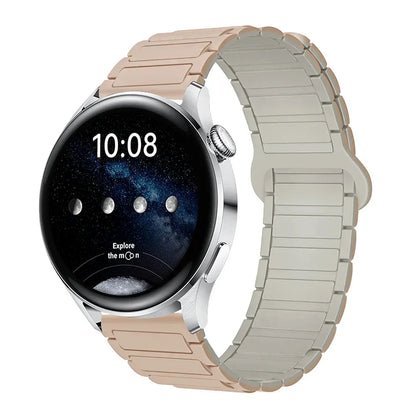18mm 20mm 22mm Magnetic Loop Band for Samsung Galaxy Watch 7/6/5 Pro/4/Classic Silicone Link Bracelet Huawei GT 2-2e 3-4 Strap