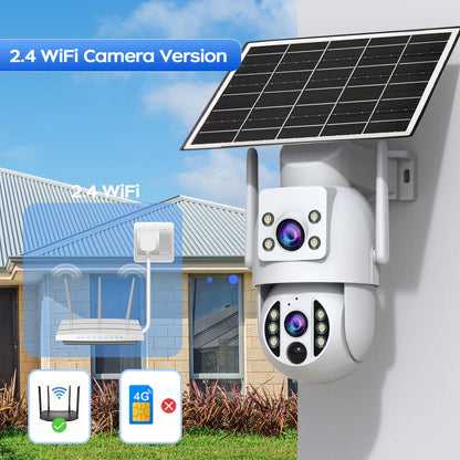 JOOAN 8MP WiFi Solar Camera Outdoor CCTV Surveillance Camera With Solar Panel Dual Lens PTZ Night Vision Scurity Protection