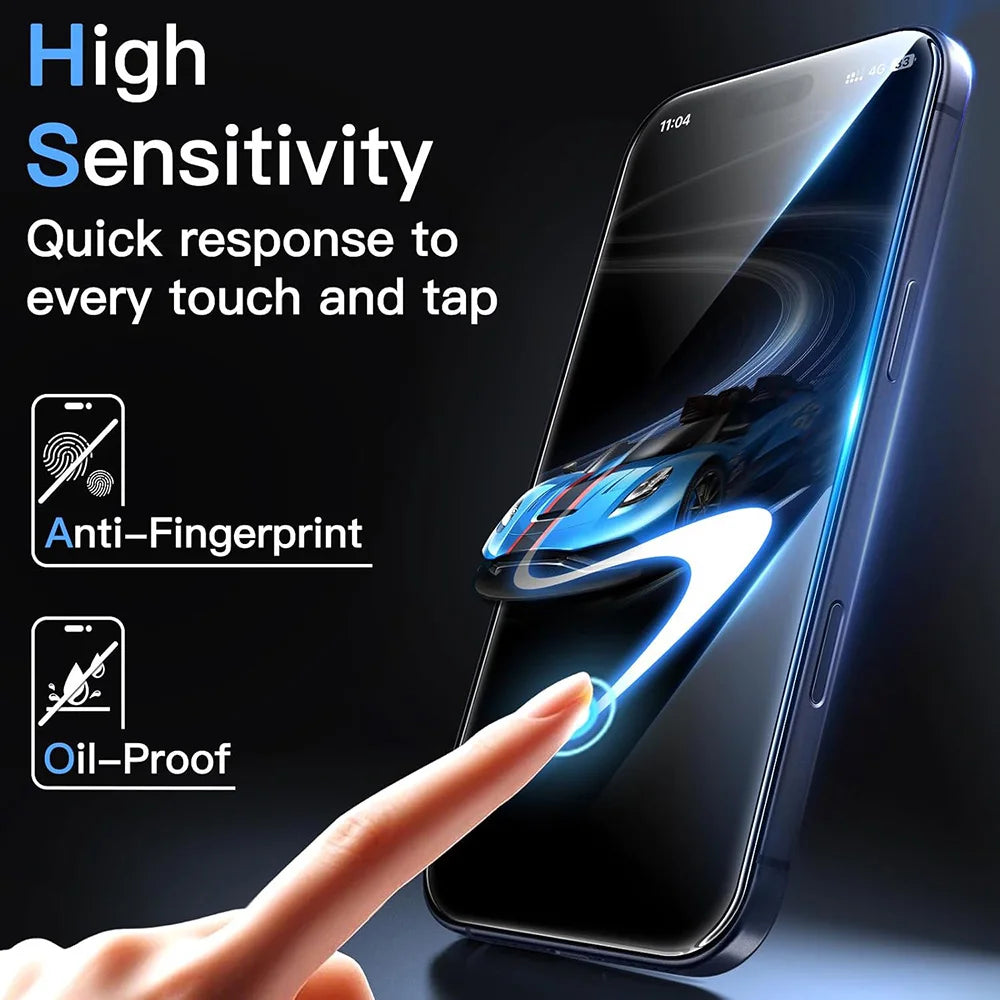 3Pcs Tempered Glass For iPhone 18 17 16 15 14 13 12 11 Pro Max Plus XR Oleophobic Coating Screen Protector Protective Glass Film