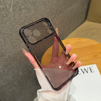 Bling Glitter PC TPU Hybrid Case for Apple iPhone 18 17 16 15 Pro Max Hard Clear Transparent Lens Protection Soft Bumper Cover