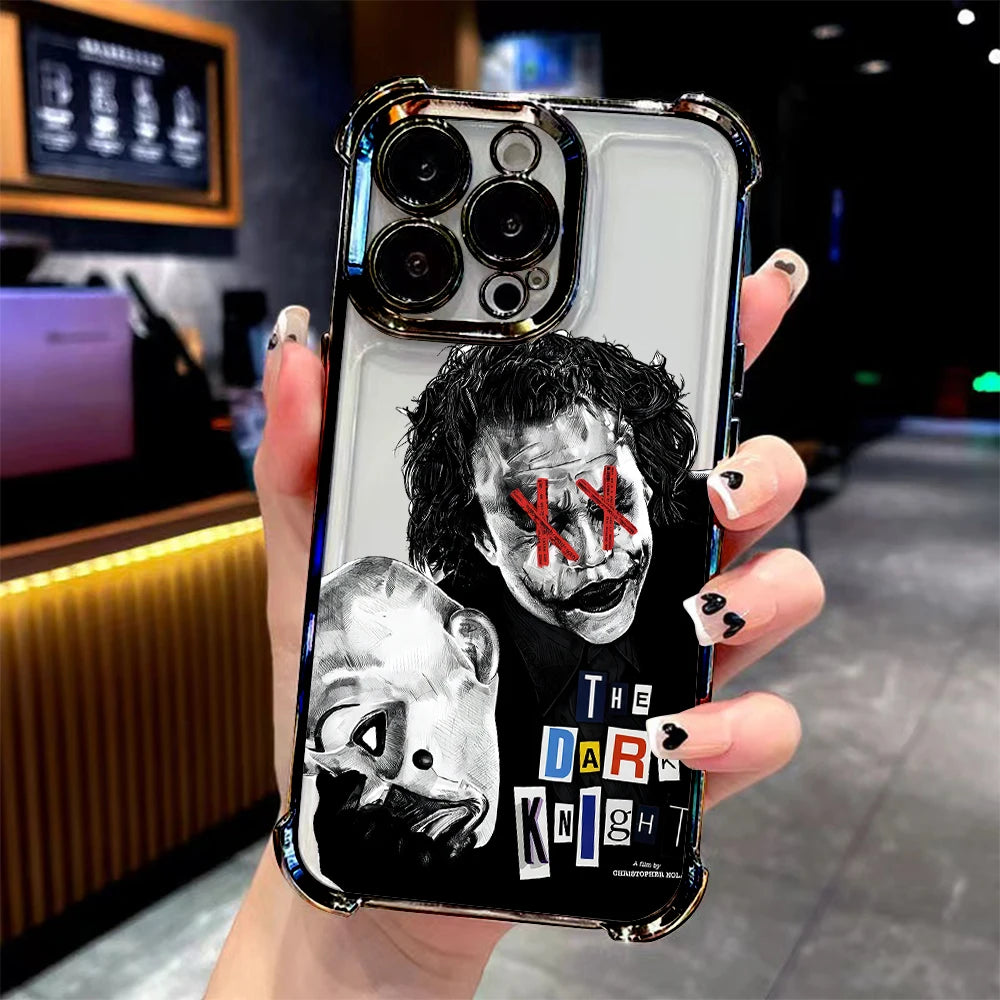 Cool Crazy j-jokers Plating Phone Case For iPhone 17 16e 16 15 14 13 12 11 Pro Max XR XSMax 7 8 Mini Air Plus Anti-Fall Airabag