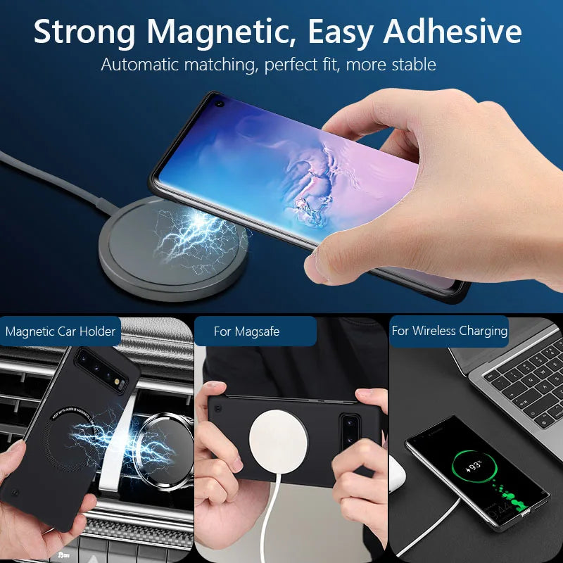 Frameless Magnetic For Magsafe Slim Case For Samsung Galaxy S9 S10 Plus S10Plus S9Plus Wireless Charging Hard Back Cover