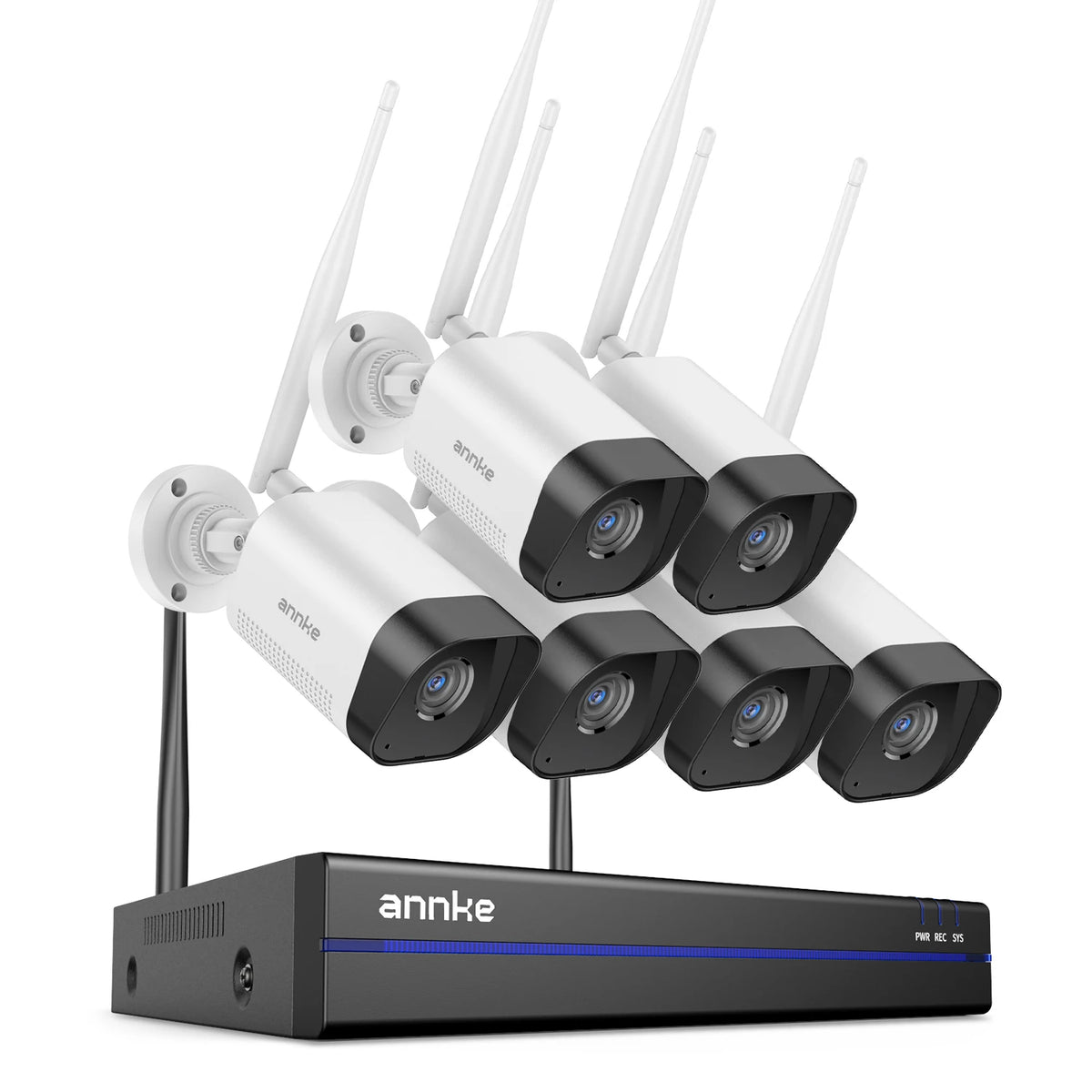 ANNKE WiFi Video Surveillance System with 5MP NVR 3MP IP Cameras Audio Recording Security Cameras AI Detection CCTV Cameras Kit