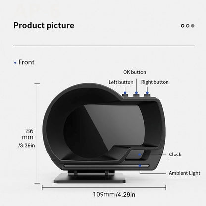 Car Smart Head Up Display OBD2 GPS Digital HUD Speedometer Turbo RPM Alarm Head‑Up Displayer