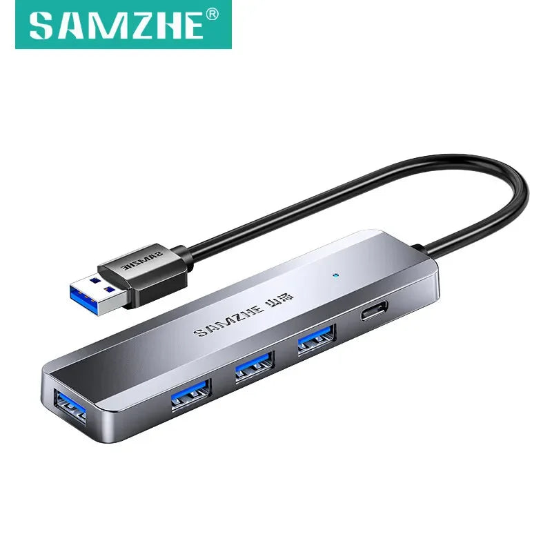 SAMZHE Ultra-thin 4 Ports USB 3.0 HUB High Speed USB Hub Type-C Port Splitter Adapter for Laptop Pc Smart Phone