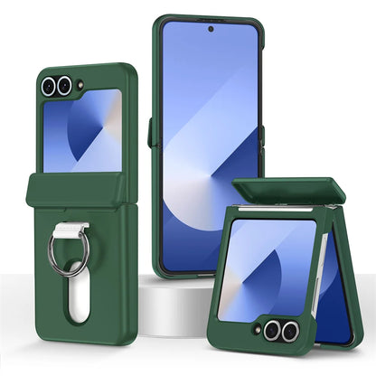 Luxury Wallet Clip Flip Slot Card Phone Case for Samsung Z Flip 8 7 6 5 5G Flip6 ZFlip5 ZFlip6 Finger Ring Shockproof PC Covers
