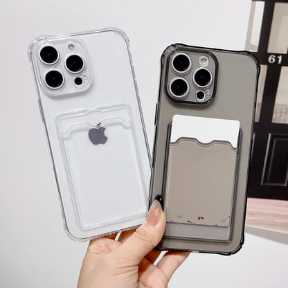 Shockproof Card Slot Pocket Phone Case For iPhone 18 17 16 15 14 13 12 11 Pro Xs Max 6 7 8 Plus Air 17e 16e Clear Wallet Cover