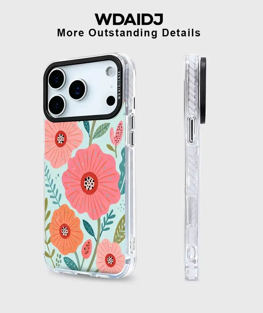 Whimsical Floral Illustration Anti Scratch Slim Phone Case For iPhone 13 14 15 16 17 Delicate Botanical Storybook Look